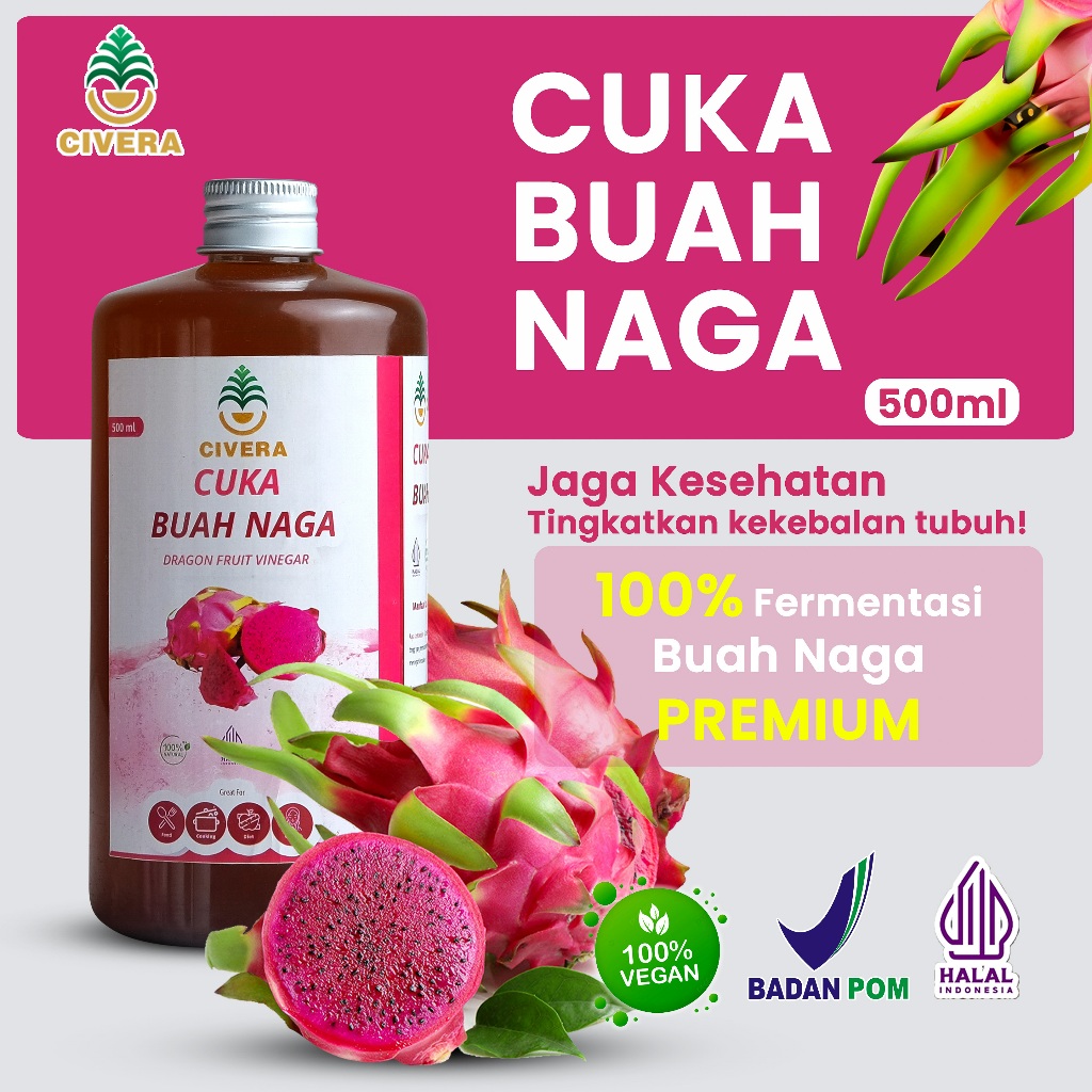 

Civera Cuka Buah Naga Premium 500ml - Dragon Fruit Vinegar 500ml