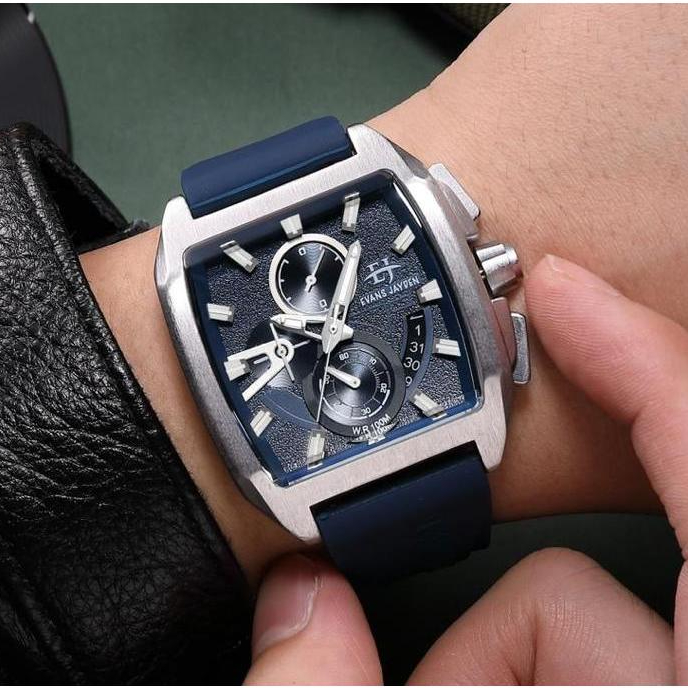 Evans Jayden Jam Tangan Pria Original EJ 9546 Rubber Crono Aktif Anti Air