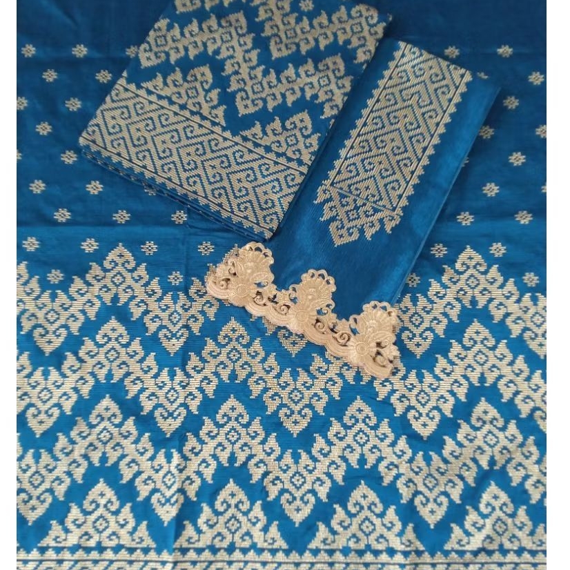 Kain Songket Melayu Riau | Tenun Siak Asli Katun Motif Emas Gold | Malay Handwoven of Indonesia