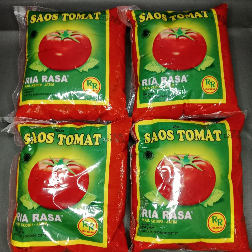

4 bungkus saos tomat ria rasa kemasan 450 gram - saus tomat super