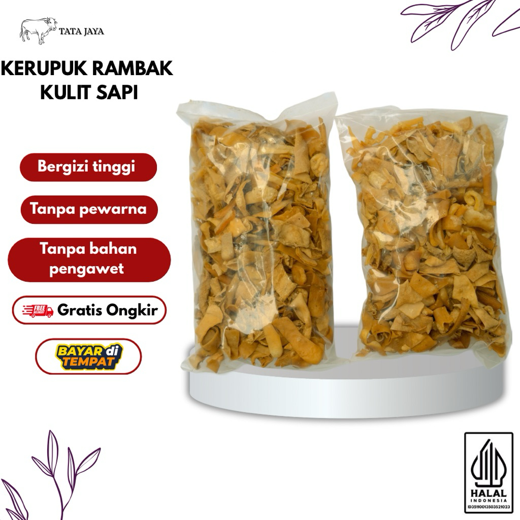 

[500gram] Kerupuk Rambak Kulit Sapi (Patahan Kecil) Pritilan Tatajaya Dorokdok Krecek Rambak Sapi Mentah