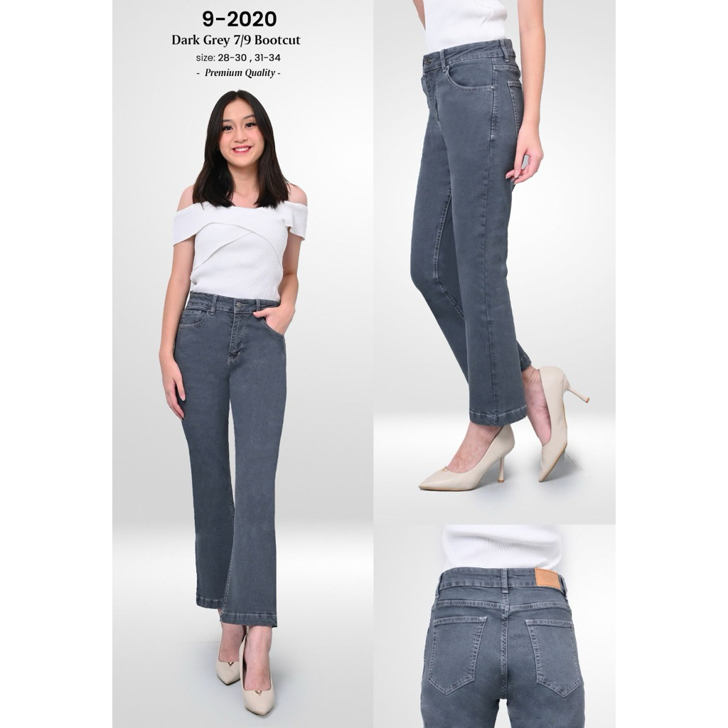 [Evasabrina88]Celana Cutbray Bootcut Jeans 7/9 Vanessa  M2000 Dark Grey 9-2020