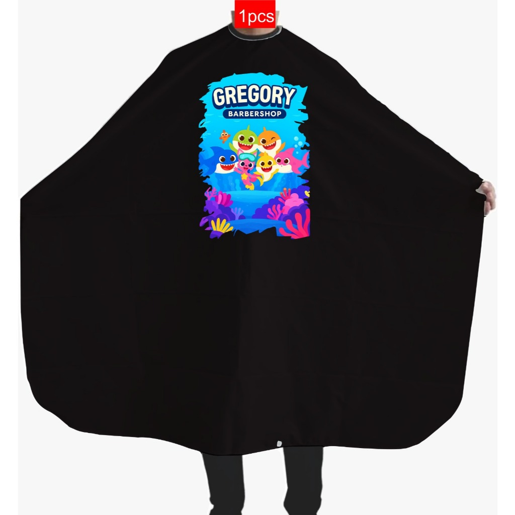 kain potong rambut custom nama  atau logo bisa satuan / JUBAH CUKUR KERODONG CUKUR KEP BARBERSHOP PA