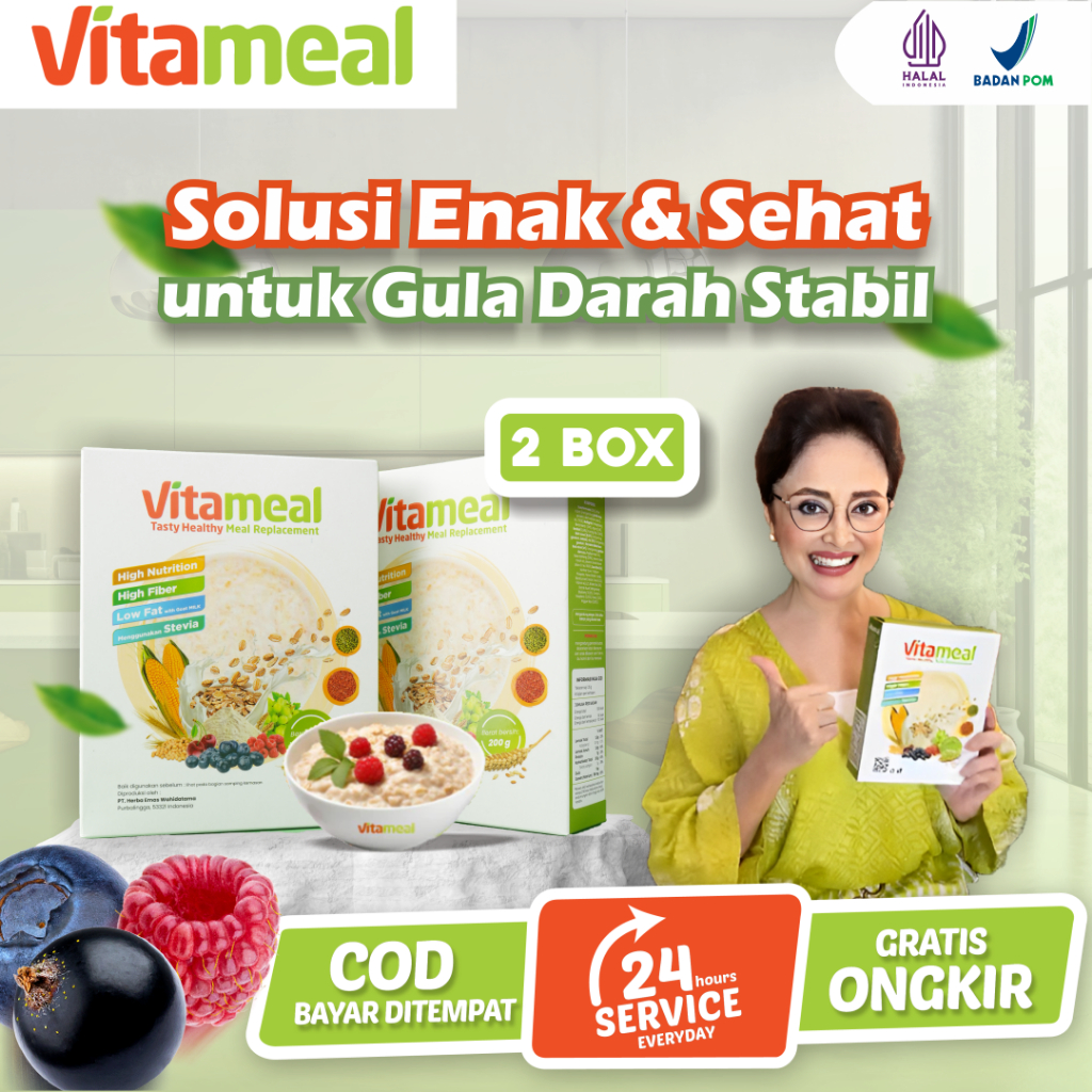 

VITAMEAL Paket 2 Box Sereal Alami Multigrain Penurun Gula Darah Tinggi Obat Diabetes Kolesterol