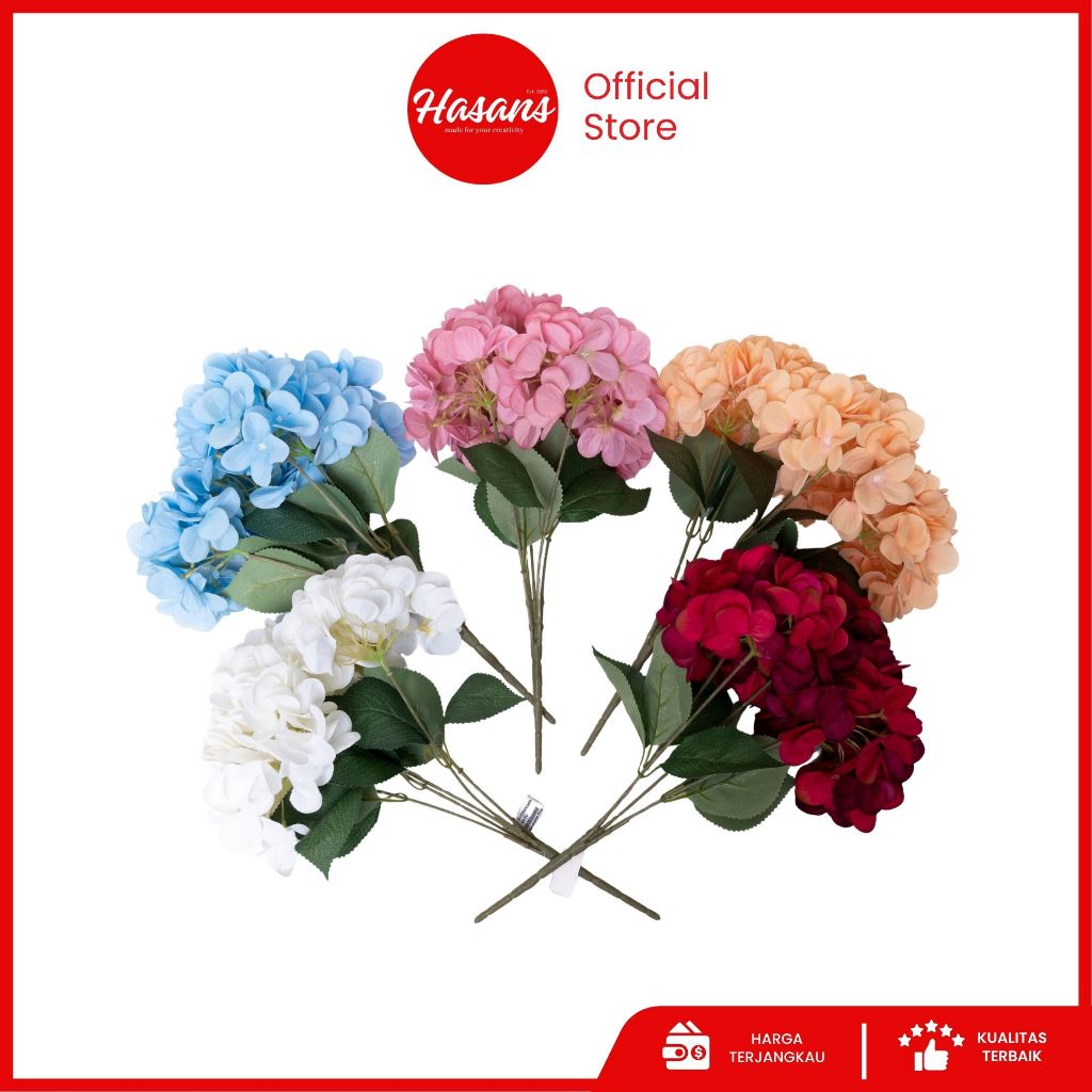 Bunga Hydrangea Artificial / Bunga Hydrangea Plastik / Bunga Hydrangea Imitasi Palsu / Bunga Hias De