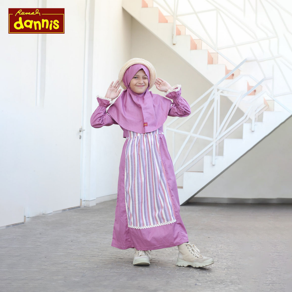 Rumah Dannis - Gamis Anak 1003 Dusty Purple Size 04 (Gamis Anak Bahan Katun)