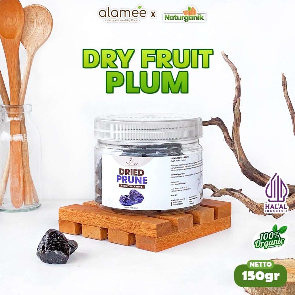 

ALAMEE Dried Prune Cemilan Buah Kering Sehat Buah Plum Kering Rendah Kalori Tanpa Biji PREMIUM 150gr Naturganik