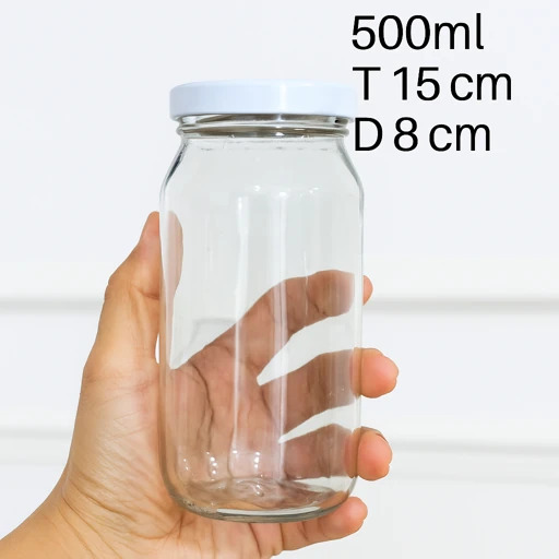 / 10 PCS  Botol silinder kaca 500 ml  / Botol jar kaca untuk selai 500ml  /  madu / sambal 500 ml S1