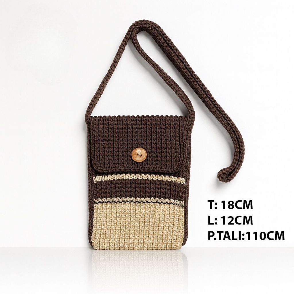 Tas Rajut Wanita Selempang Kecil Motif Strip