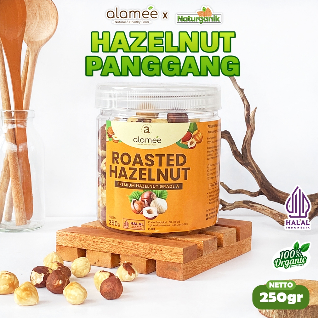 

ALAMEE Kacang Hazelnut Panggang Hazelnut Roasted Cemilan Sehat Rendah Kalori 250gr Naturganik