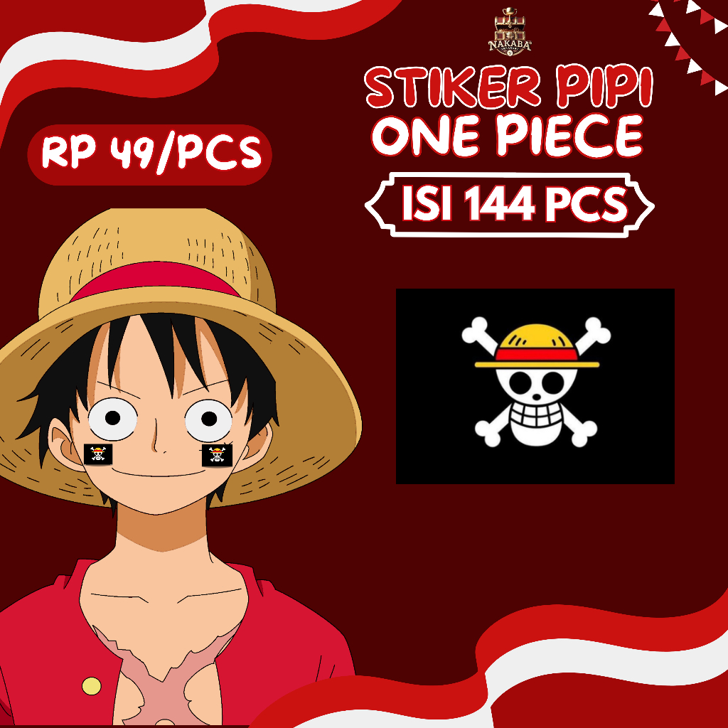 

(Isi 144 Pcs) Stiker Pipi Bendera One Piece Chromo l Anime Luffy Zoro Sanji Koleksi Hiasan Souvenir