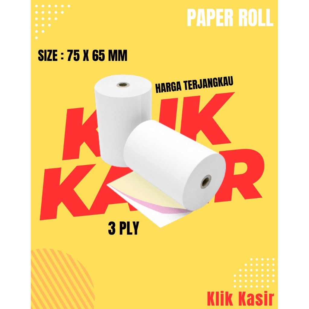 

Kertas Kasir uk. 75x65 / Kertas roll kasir / Struk kasir 3 ply