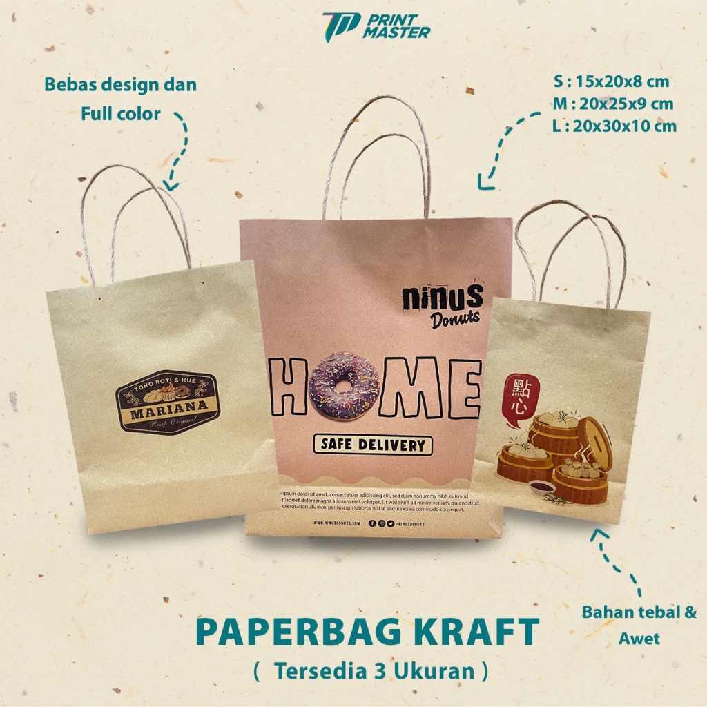 

Paperbag Custom Cetak Tas Kertas Kraft Coklat Full Color