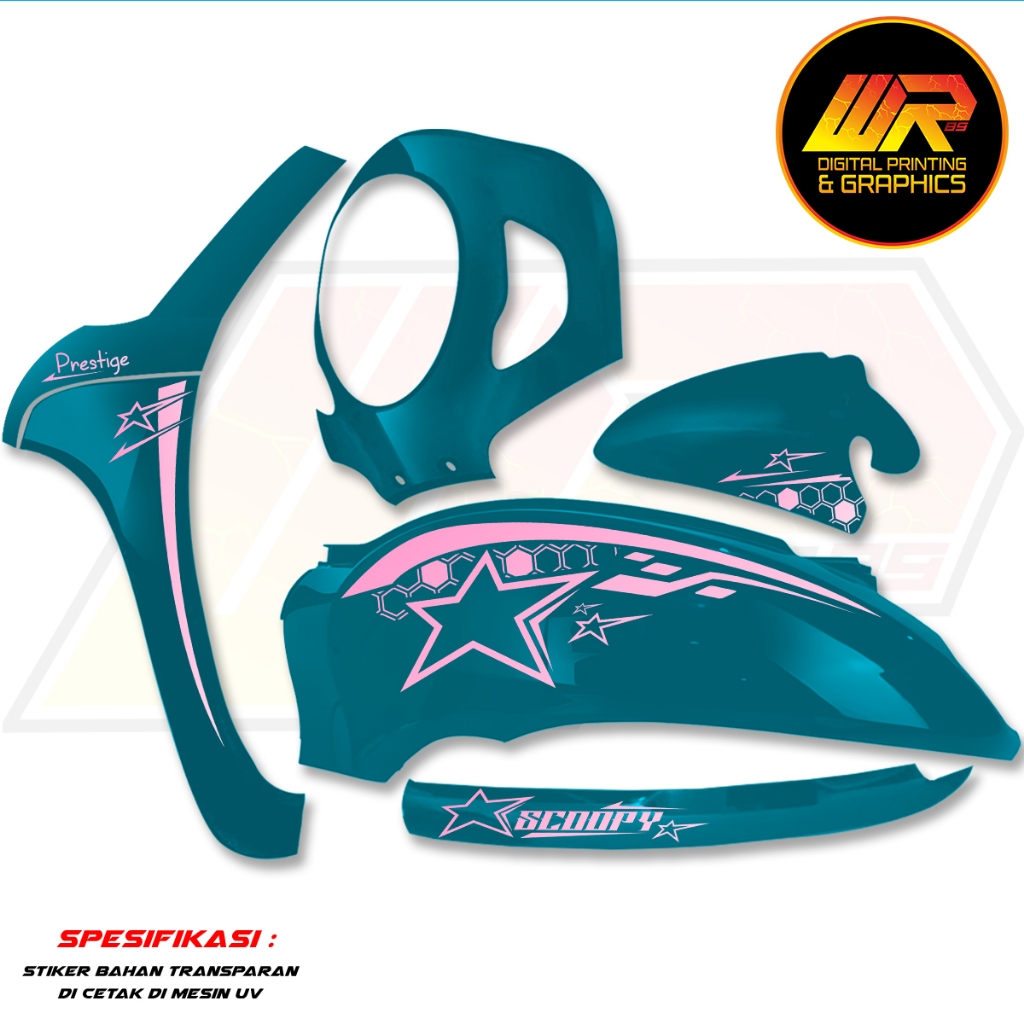 Striping Variasi All Scoopy New Striping Transparan Scoopy Motif Bintang Stars Simple