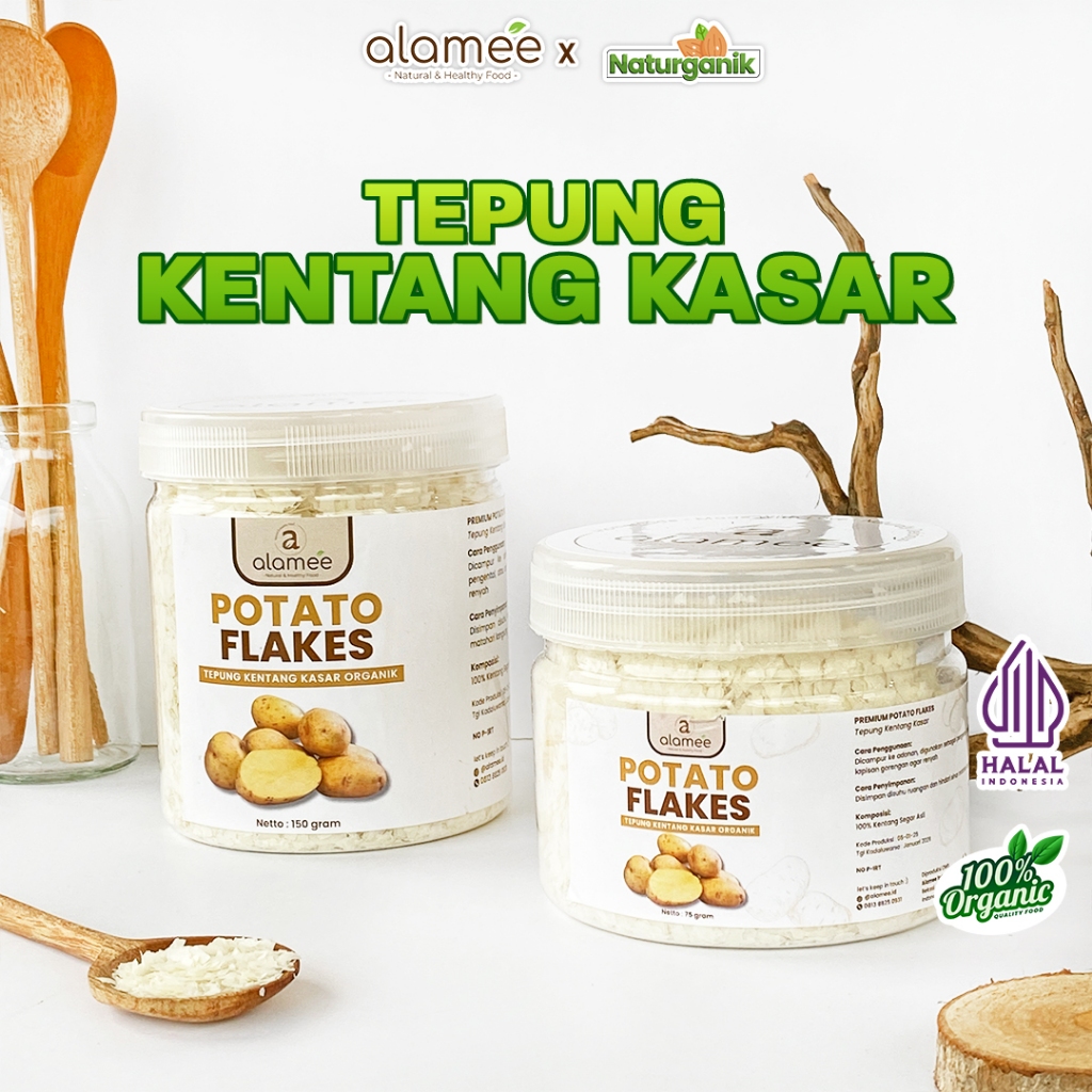 

ALAMEE Tepung Kentang Serpih Potato Flakes Premium Tepung Kentang Kasar PREMIUM 150gr Naturganik