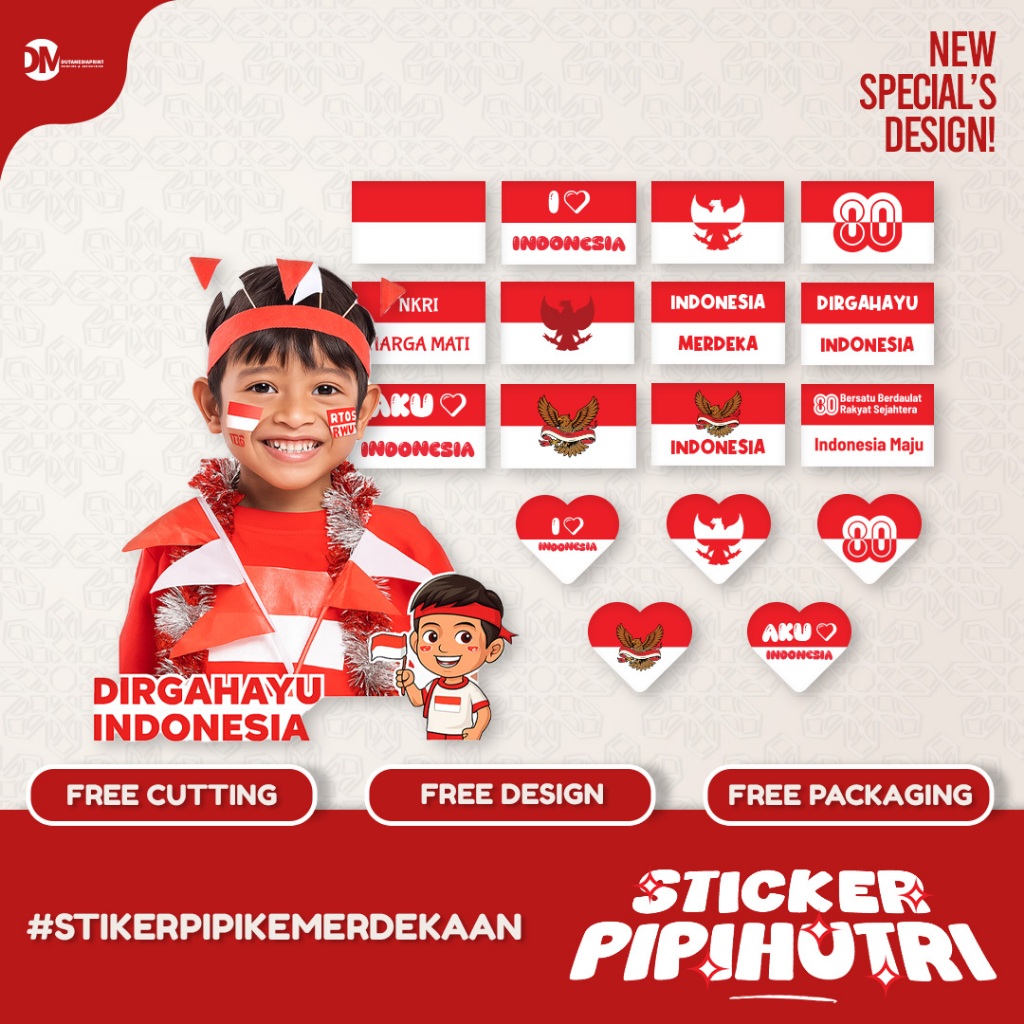 

Dutamediaprint Stiker Pipi HUT Kemerdekaan RI / Sticker Chromo 17 Agustus Glossy
