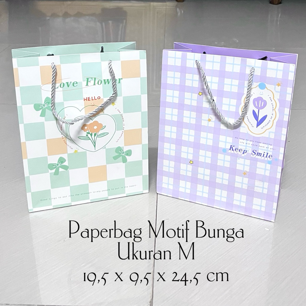 

Paperbag/Goodiebag Premium Tebal Motif Bunga ukuran M (g11)
