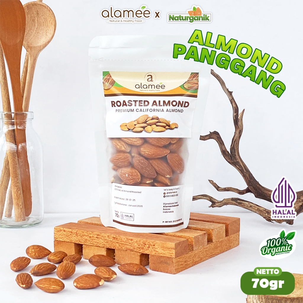 

ALAMEE Kacang Almond Panggang California Grade A Premium Roasted Almon 70g Naturganik