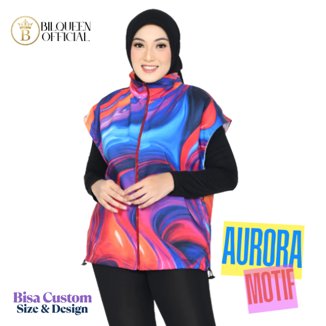 Rompi Sepeda Aurora Printing Unisex Vest Olahraga [ Bisa Custom Size Atau Design ] Sepeda Running