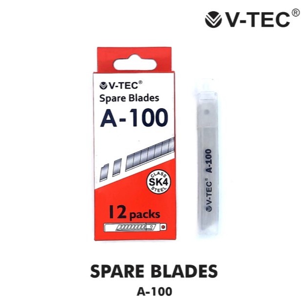 

REFFIL CUTTER V-TEC TYPE A-100 DAN L-150 / REFFIL CUTTER KECIL DAN BESAR V-TEC BOX MERAH (1 TUBE ISI 5 CUTTER)