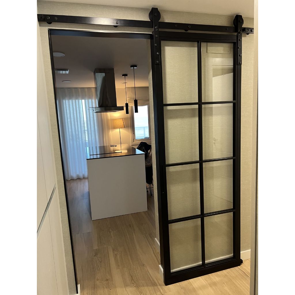 PINTU SLIDING - PINTU GESER ALUMINIUM ORNAMEN KACA 1 DAUN | BISA CUSTOME