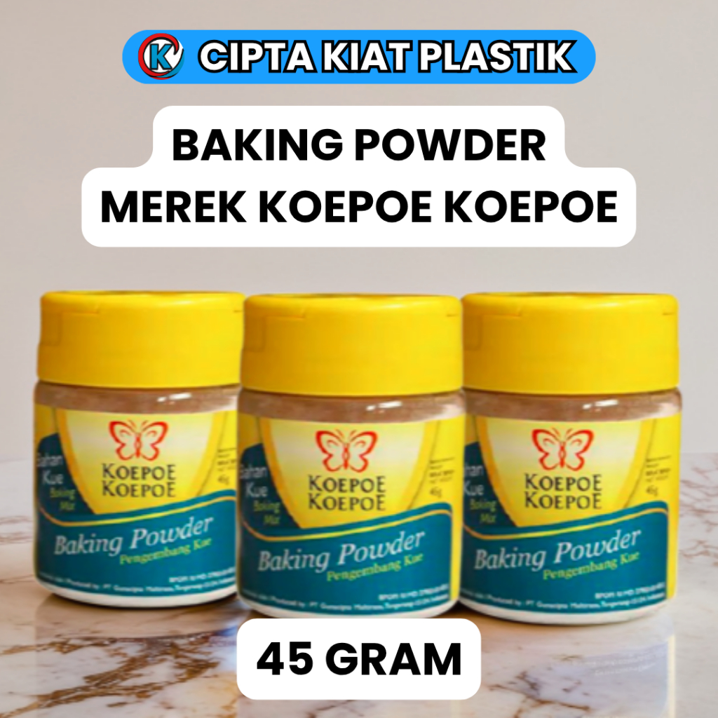 

BAKING POWDER MEREK KUPU KUPU KOEPOE KOEPOE BERAT 45 GRAM