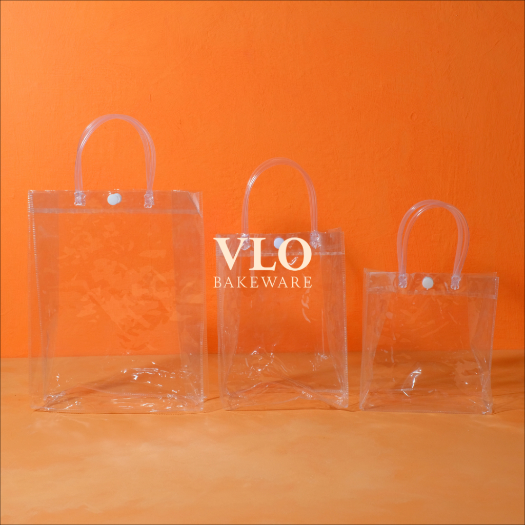 

[1 SET ISI 10 PCS] Tas PVC transparan | tas hampers | tas bening goodie bag