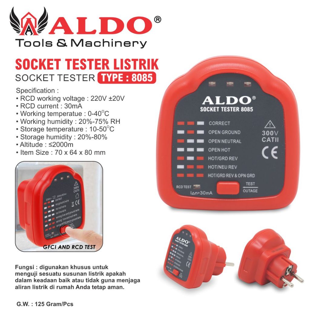 SOCKET TESTER LISTRIK 8085 / TESTER SOCKET ELECTRIC / STOP KONTAK VOLTAGE TESTER / TESTER SOKET LIST