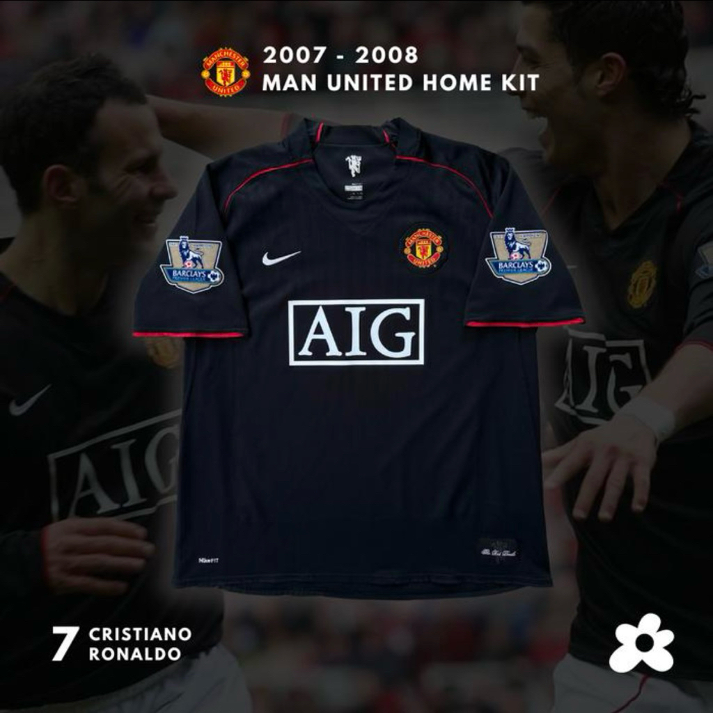 Jersey Original Manchester United Away 2007 - 2008 - 2009 #7 Cristiano Ronaldo