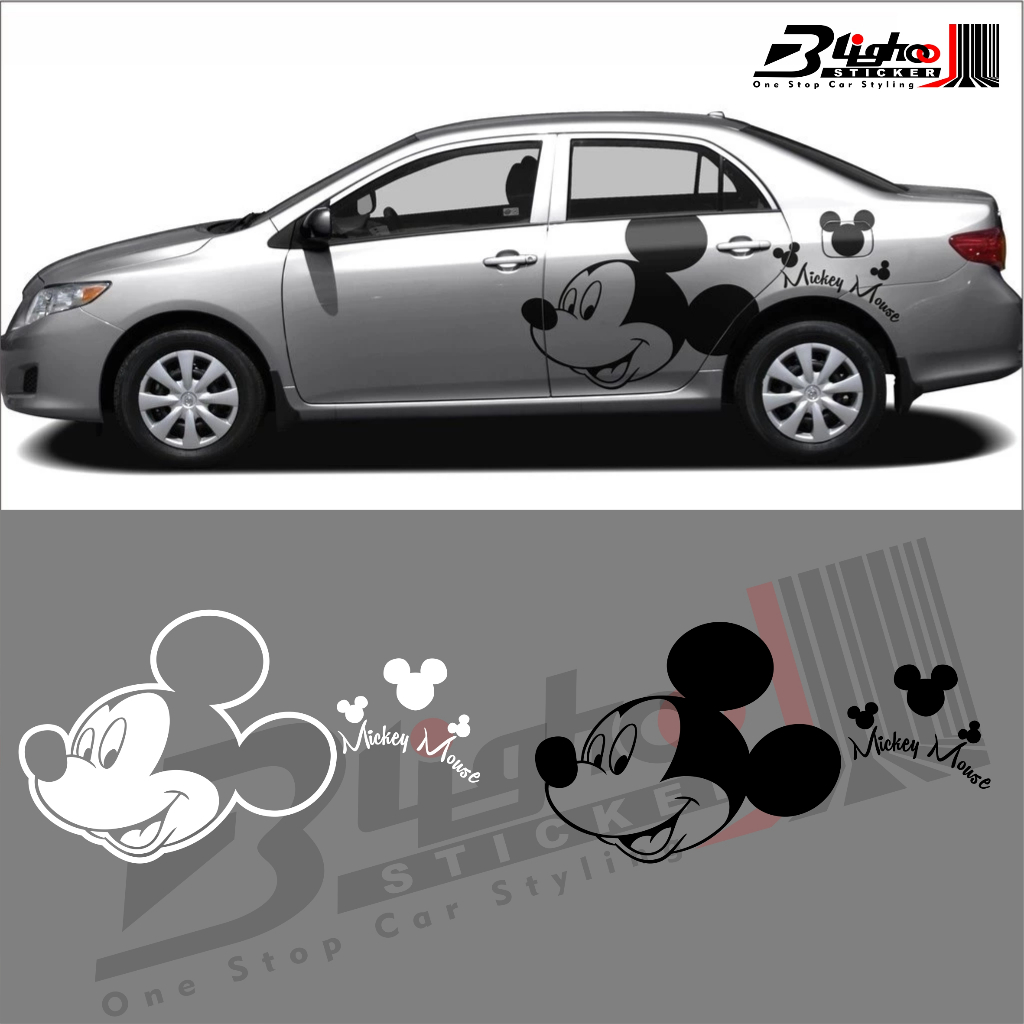 BLIGHOO - CUTTING STICKER MOBIL MICKEY MOUSE SMILE HAPPY LUCU STIKER MOBIL AGYA AYLA BRIO JAZZ YARIS