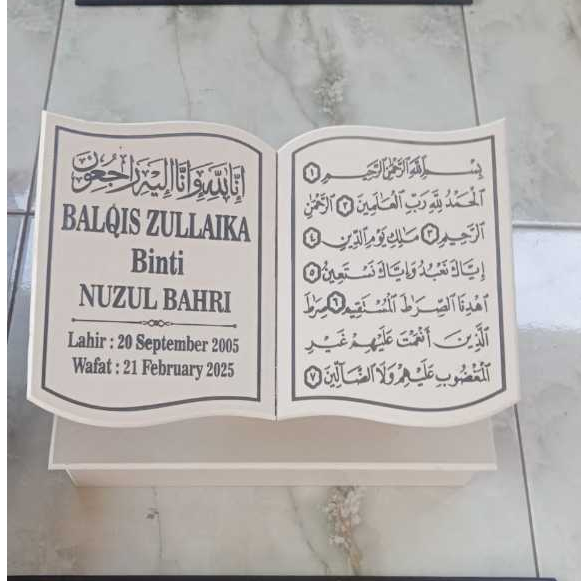 BATU NISAN GRANIT UKIR ASLI BERKUALITAS UK 30X20 PUTIH KREM