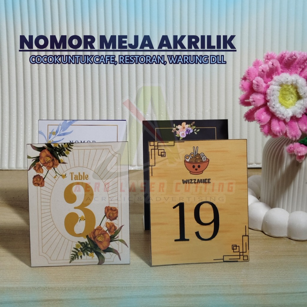 

Nomor Meja Akrilik - Nomor Meja Custom - Papan Nama Meja Akrilik