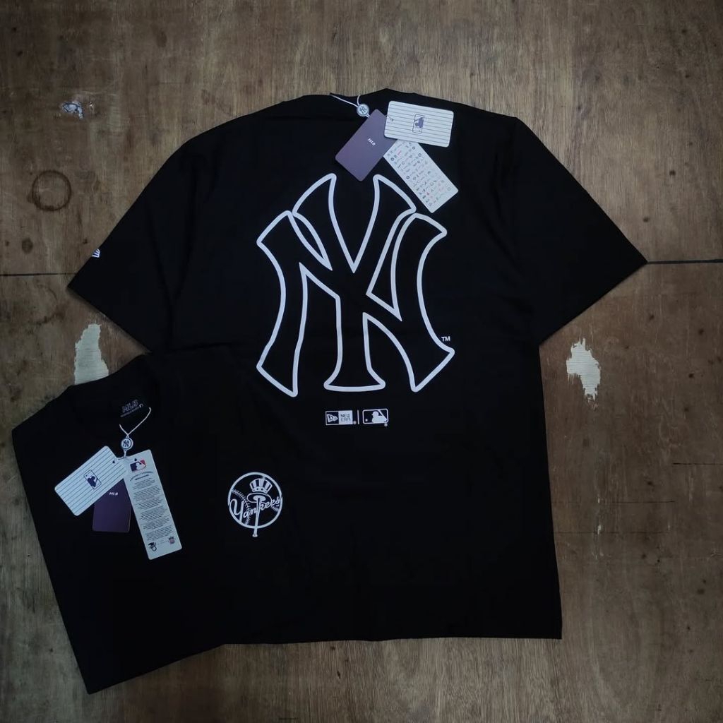 KAOS BAJU MLB NEW YORK NY YANKEES TRISULLA T-SHIRT HITAM PREMIUM FULLTAG