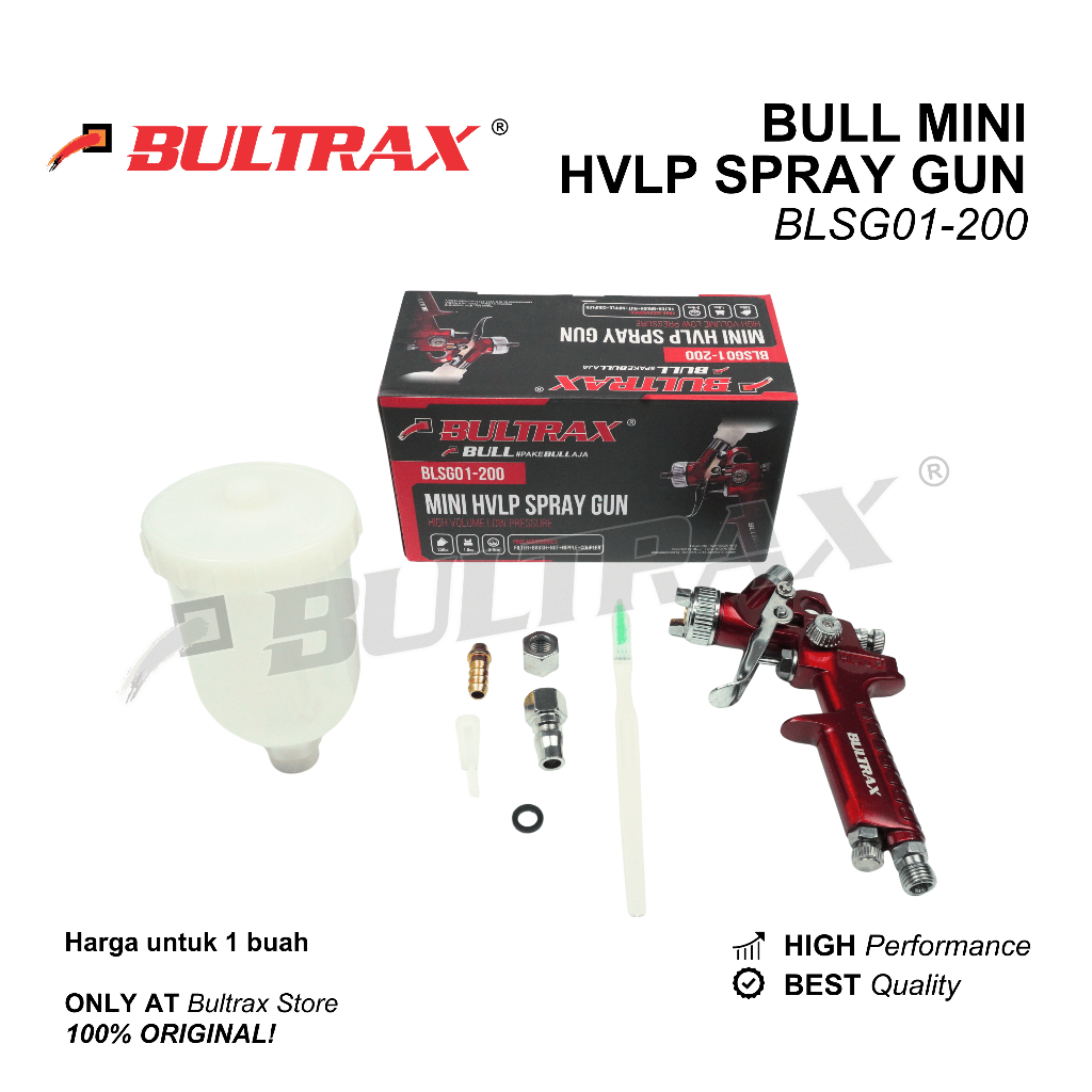 BULL Spray Gun Mini HVLP Semprotan Cat Kompresor Tabung Atas 250ml / Sprayer Cat Mobil BLSG01-200