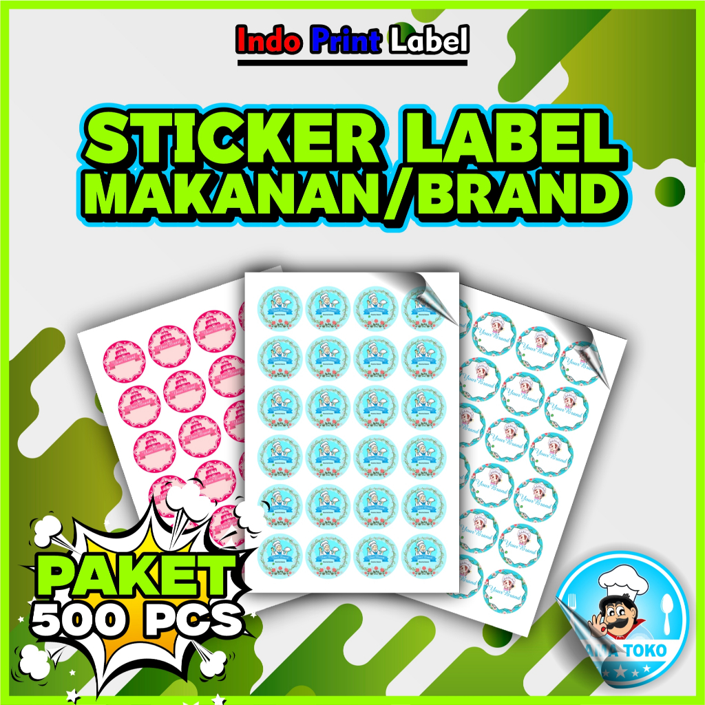 

500pcs STIKER MAKANAN / LOGO MAKANAN / LOGO MINUMAN BRAND / TAHAN AIR / TINGGAL TEMPEL