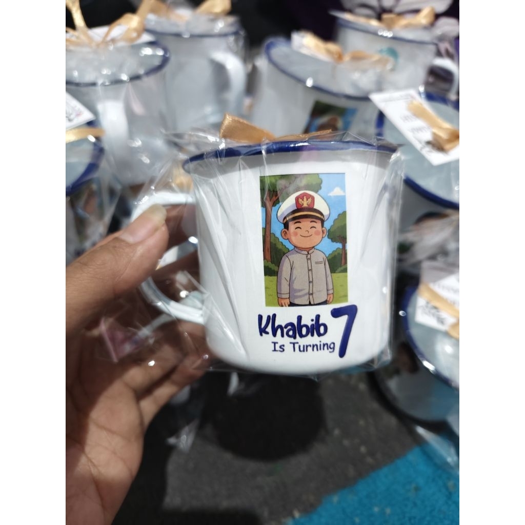 Mug enamel custom decal wedding ulang tahun pernikahan