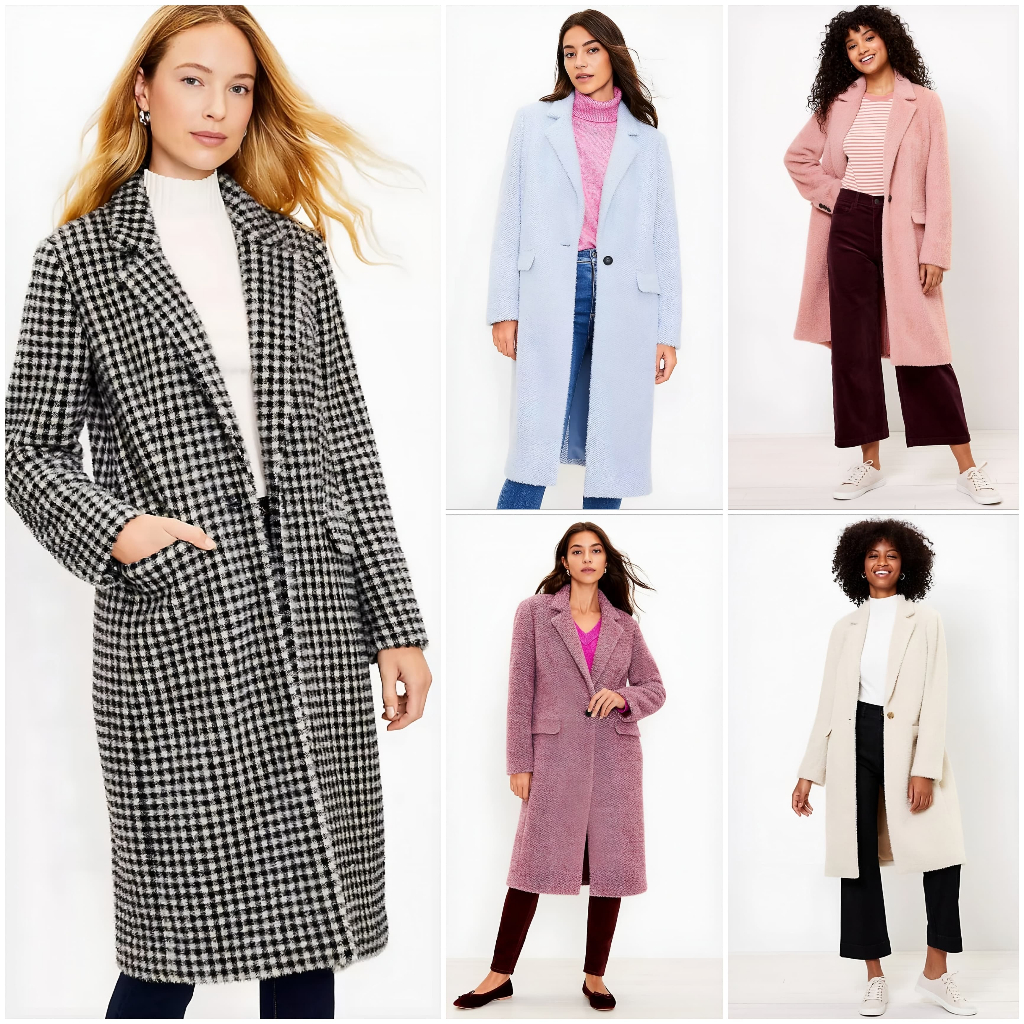 Coat LOFT Petite Cozy Herringbone Jacket Long Coat