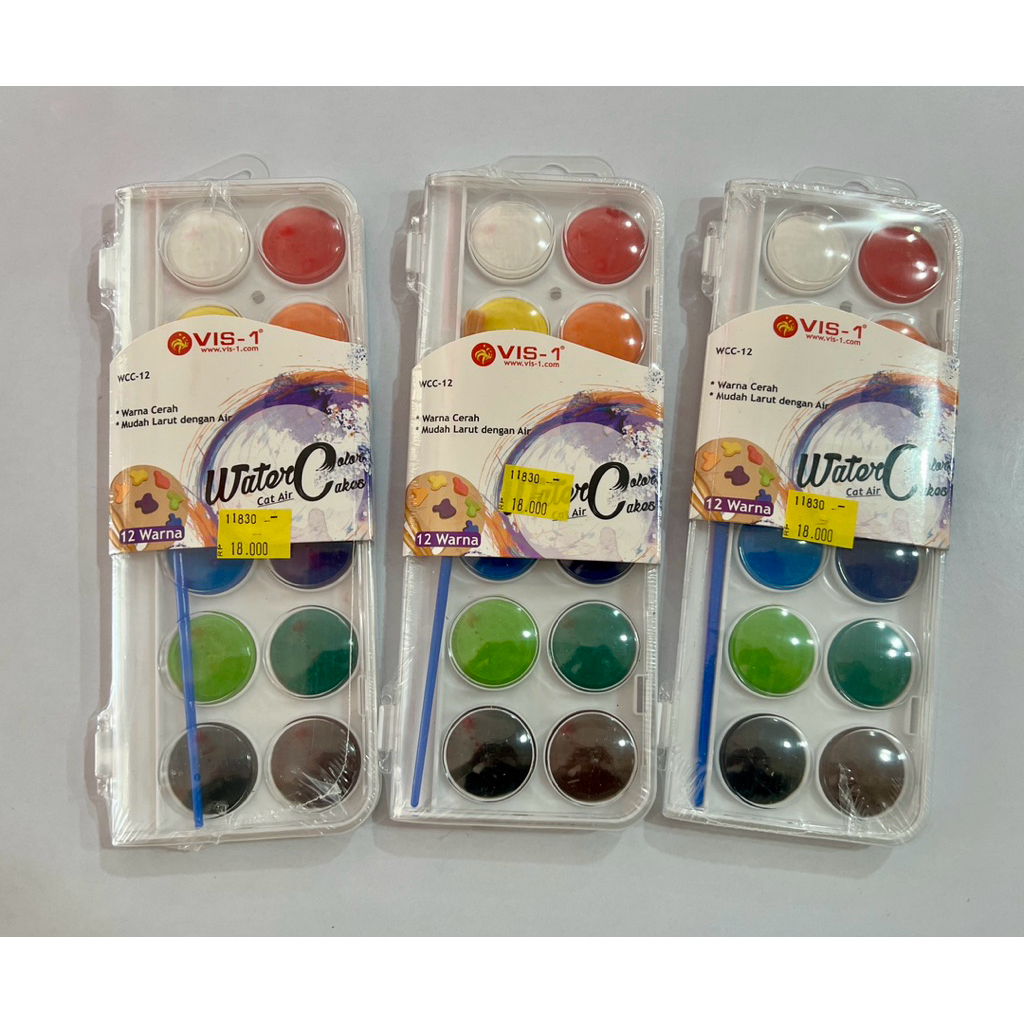

Cat air/water colors set 12 warna set kuas. vis-1 wcc-12