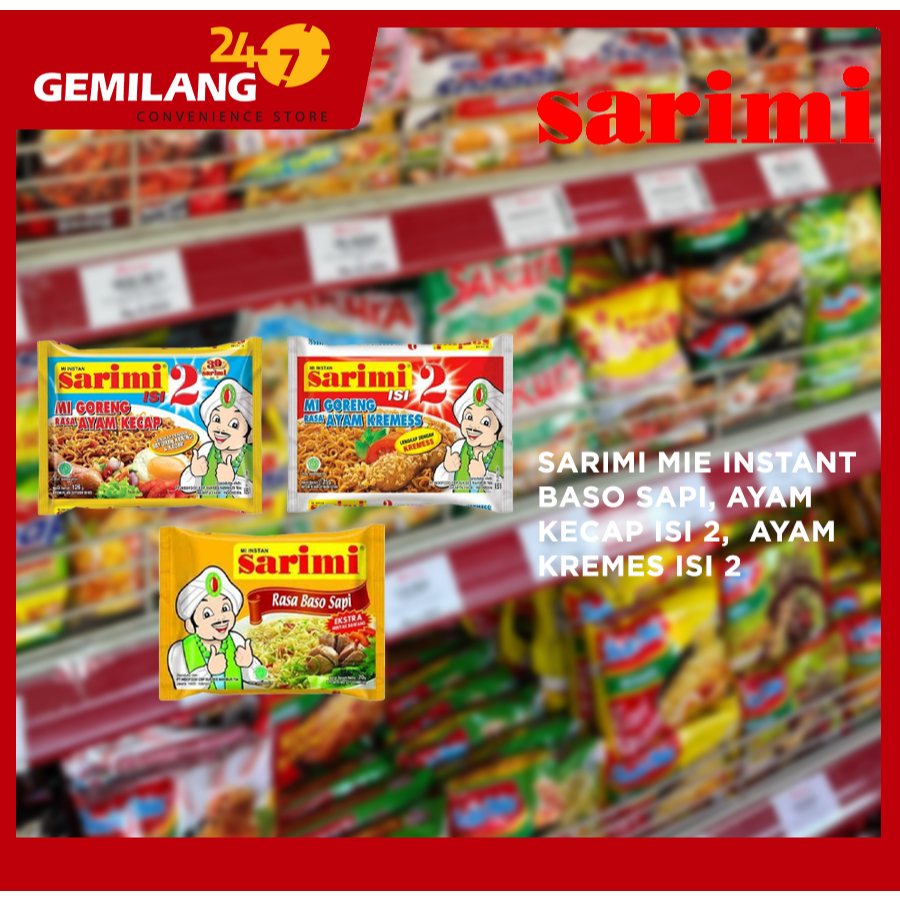 

SARIMI MIE INSTANT BASO SAPI, AYAM KECAP ISI 2, AYAM KREMES ISI 2