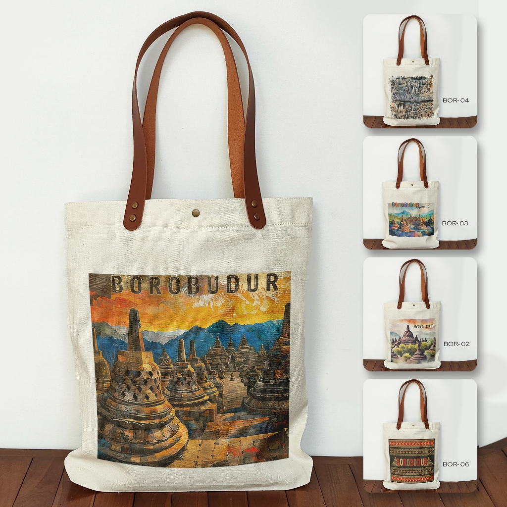 Tote bag Canvas Oleh Oleh Borobudur Totebag Souvenir Borobudur