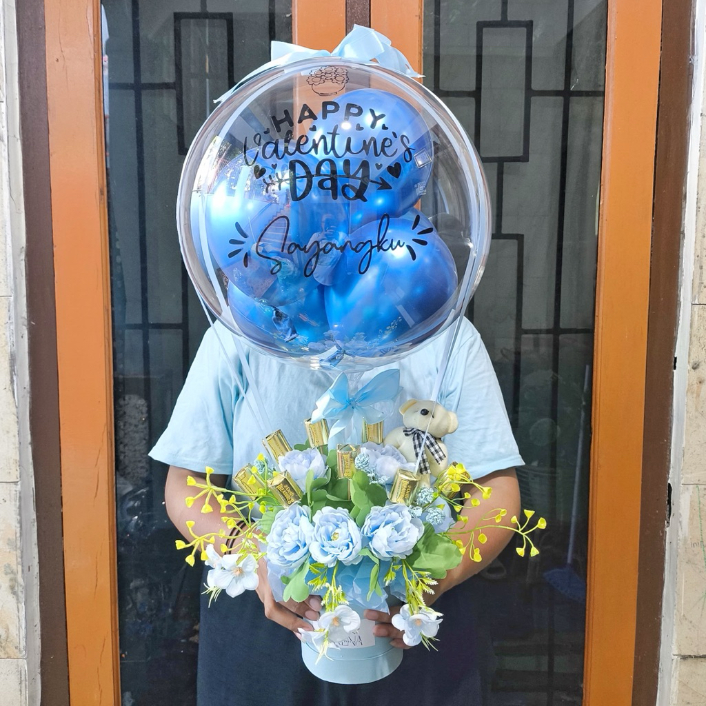 Bucket Buket Bunga Boneka dan Cokelat Balon Caldora.id BL28