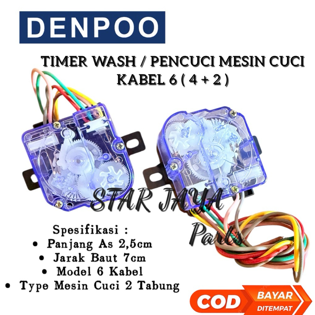 DENPOO Timer Wash 6 Kabel Mesin Cuci Denpoo 2 Tabung - Timer Pencuci 6 Kabel