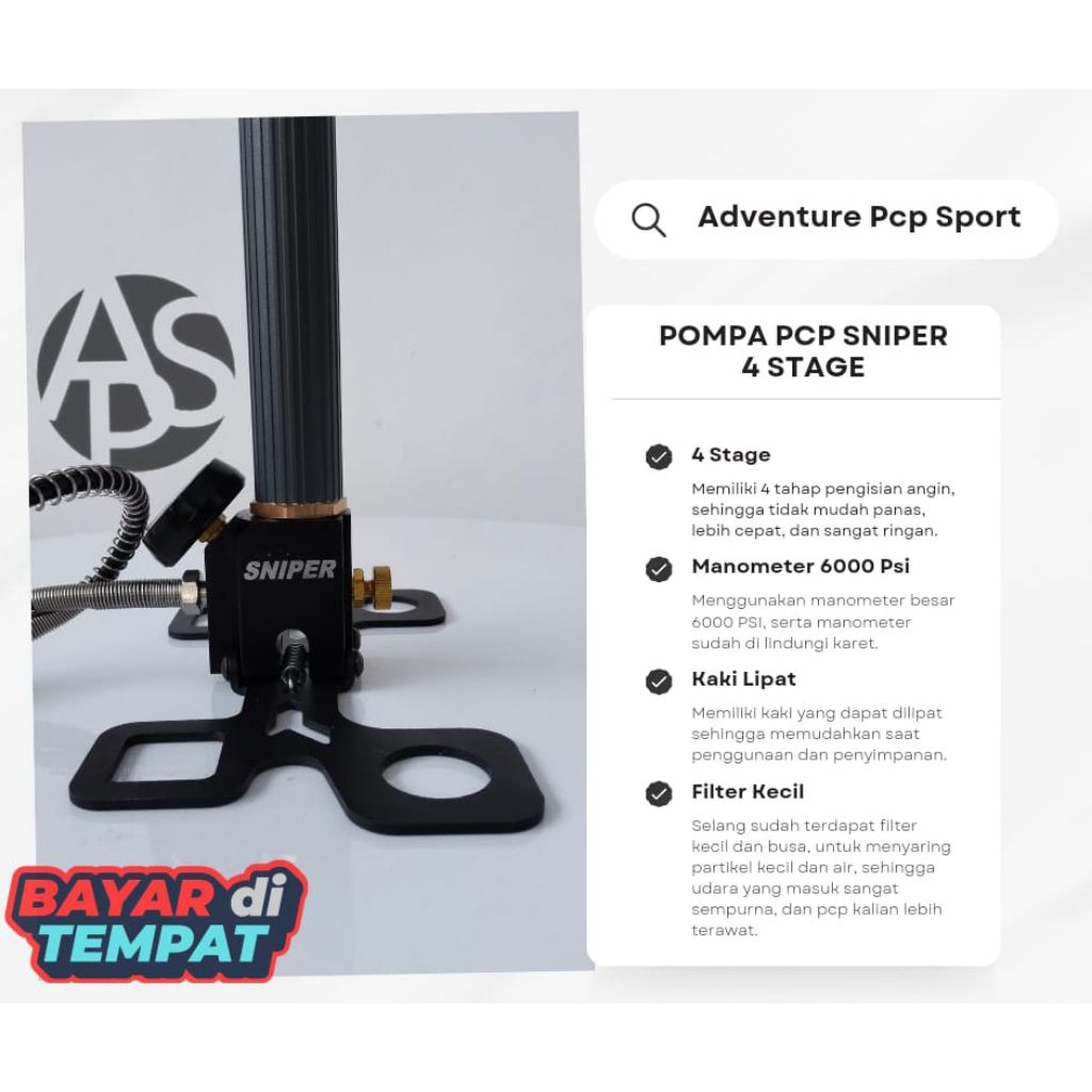 Podomoro Tok Tok Pompa Pcp Sniper 4 Stage Kaki Lipat Pompa Pcp Sniper 6000 Psi Pompa Pcp 4 Stage