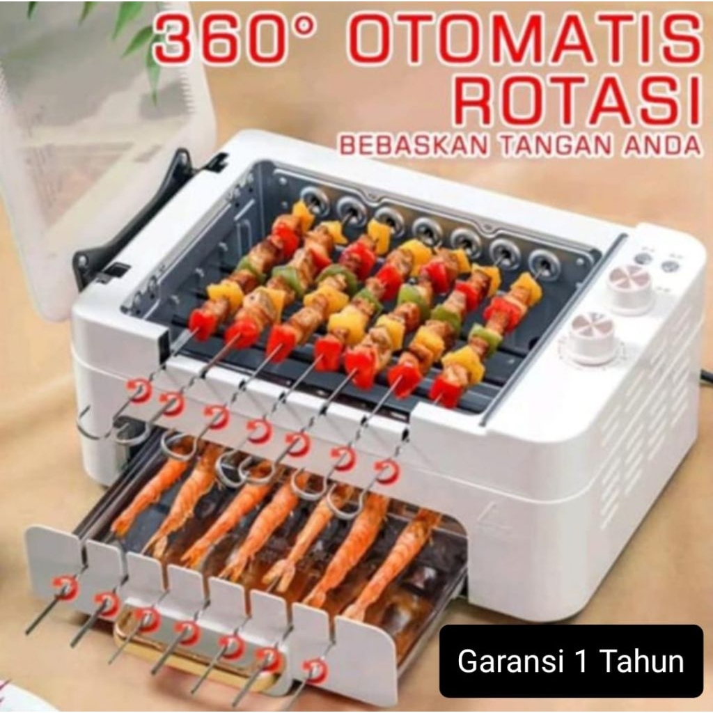 Alat Pemanggang Sate Otomatis Putar 360 Oven Grill Kebab Skewer Hotpot