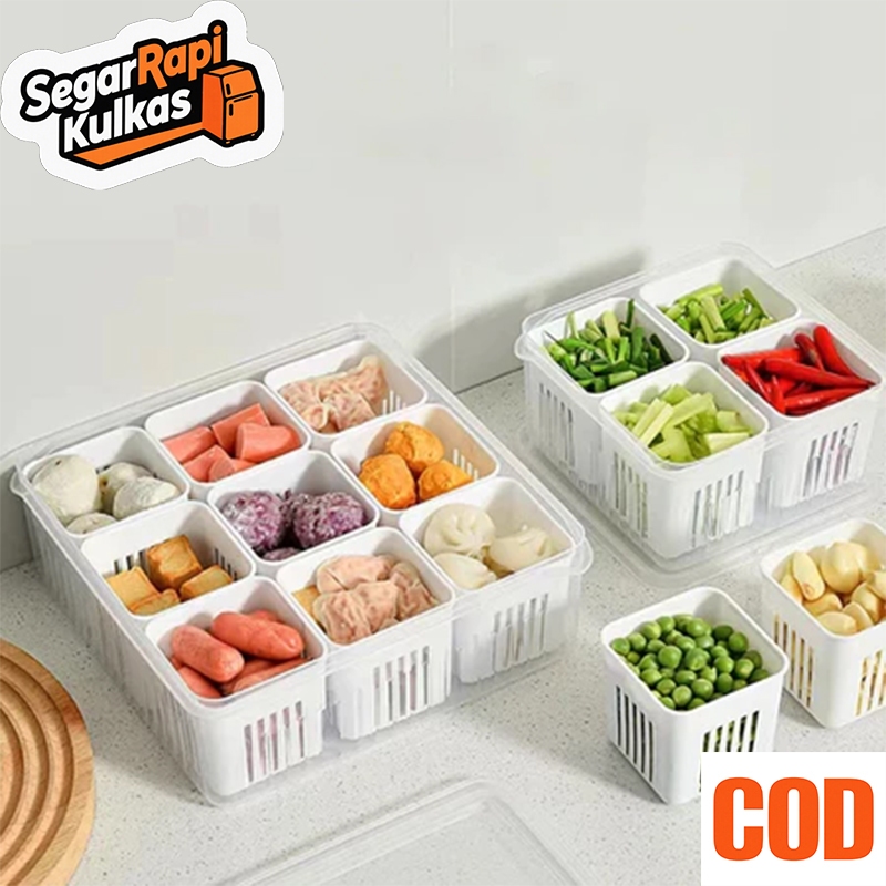 Kotak Penyimpanan Kulkas untuk Sayuran & Daging, hemat Ruang