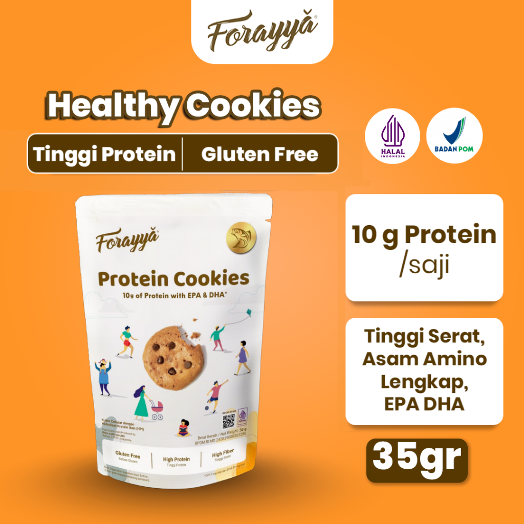 

Protein Cookies Forayya 35g - Healthy Snack Tinggi Protein Gluten Free