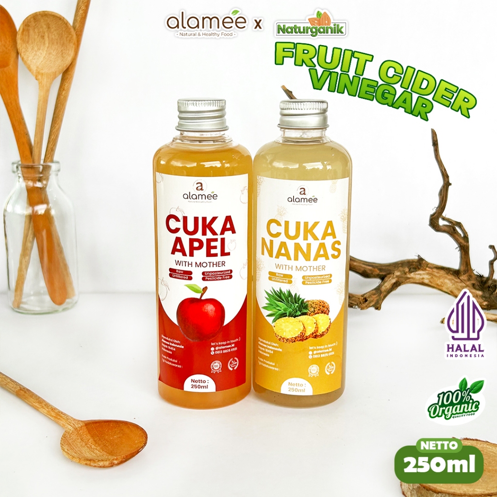 

alamee cuka murni 250 ml premium tanpa bahan tambahan lain cuka apel cuka nanas organik Naturganik