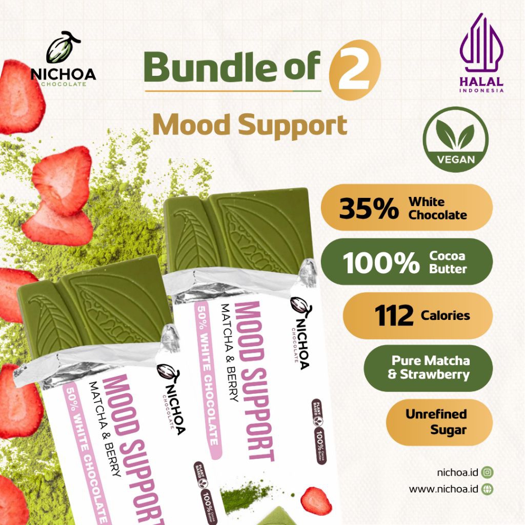 

[Bundle of 2] Nichoa Mood Support (Matcha & Berry) 35% White Chocolate