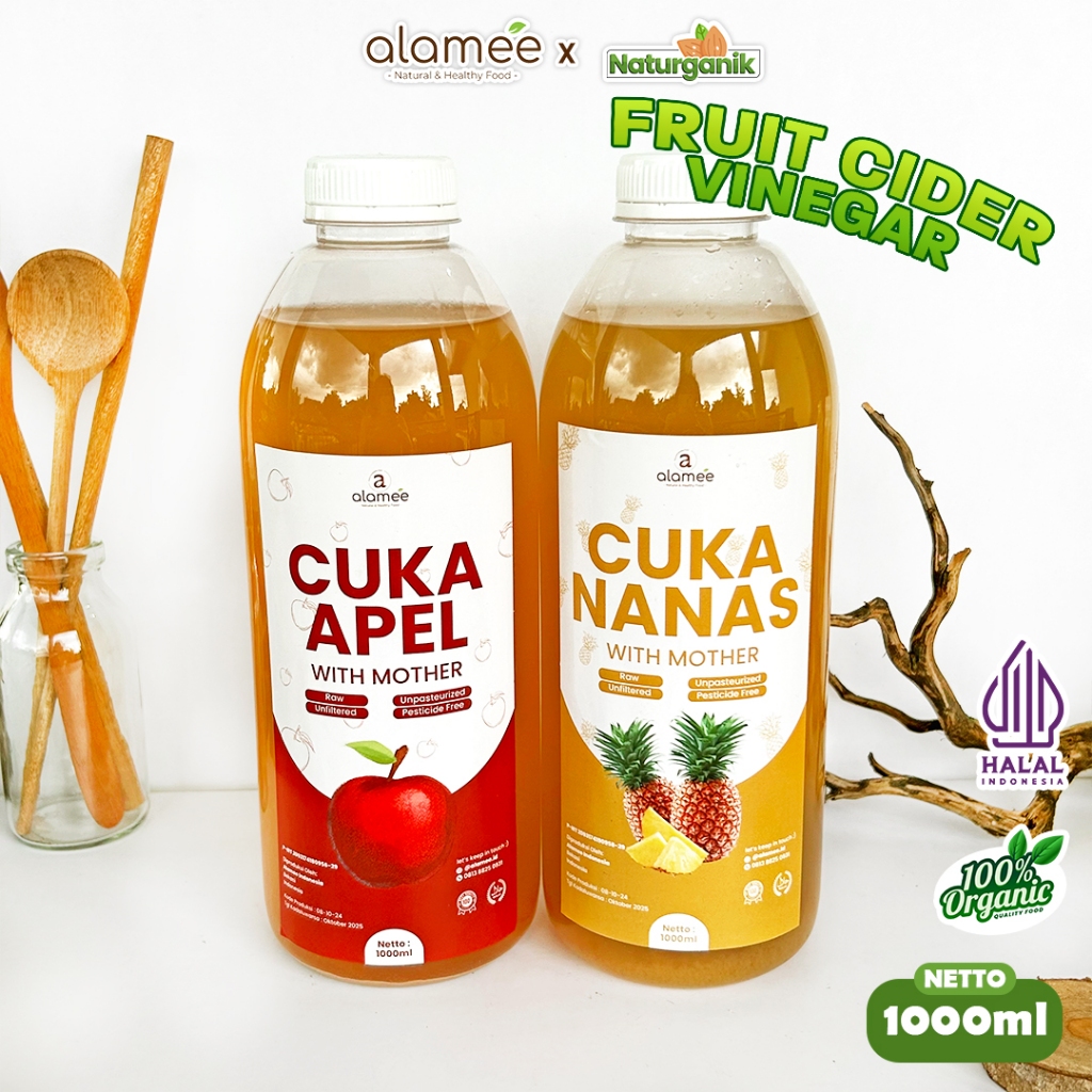 

alamee cuka murni 1 Liter premium tanpa bahan tambahan lain cuka apel cuka nanas organik Naturganik