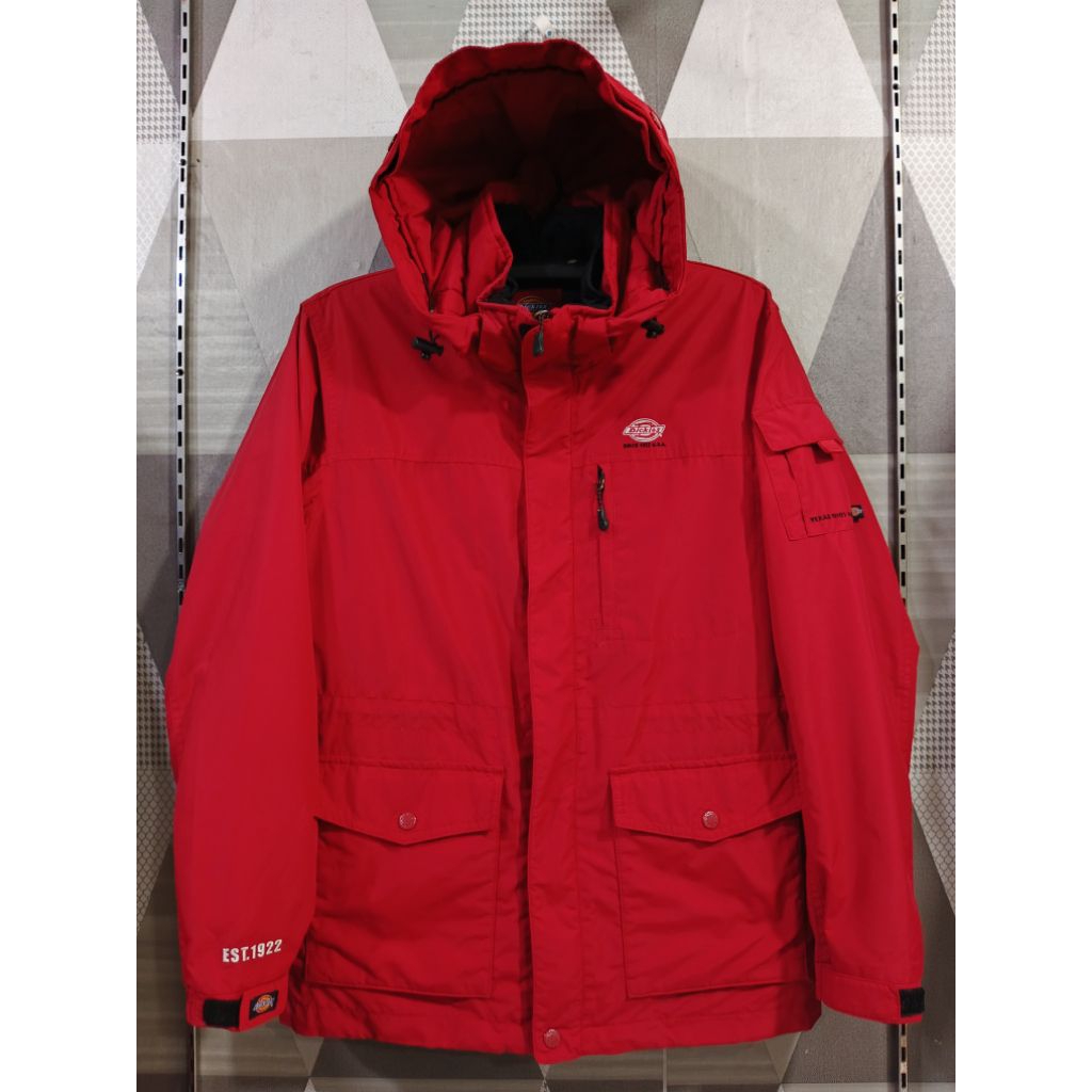Jaket Dickies ECWCS + Inner Puffer – Original | Rare Item | Warna Merah Bold | Ukuran S Fit M–L | Fu